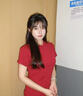 ICH MODE美式純色短袖T恤女款夏季新款修身內(nèi)搭打底衫小高領(lǐng)上衣男 酒紅色 XL 曬單實拍圖