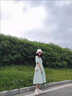 唐思薇2025年夏季新款韓版少女感薄荷綠寬松泡泡袖顯瘦娃娃領連衣裙女夏 圖片色 M 建議90-100斤 曬單實拍圖