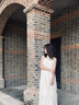 沐霓法式掛脖連衣裙女士裝夏季沙灘海邊度假風(fēng)氣質(zhì)無袖碎花白色長裙子 提花掛脖無袖連衣裙【杏色】 S 建議80-100斤 曬單實拍圖