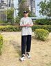 楠笙記工裝錐形運(yùn)動(dòng)褲男士夏季新款九分冰絲寬松闊腿束腳學(xué)生休閑長(zhǎng)褲子 黑色 XL 曬單實(shí)拍圖