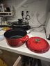 樂(lè )扣樂(lè )扣鑄鐵琺瑯鍋搪瓷雙耳燉鍋煲湯鍋烹飪鍋具不粘鍋家用電磁爐 復古紅 22cm 曬單實(shí)拍圖