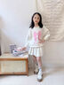迪士尼jk制服套裝女童春裝2025新款兒童學(xué)院裙子女孩短裙大童春秋百褶裙 杏色 140 cm 曬單實拍圖