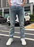 吉普（JEEP）美國(guó)正品夏季薄款純棉牛仔褲男士修身直筒彈力寬松休閑工作長(zhǎng)褲子 藍(lán)灰色 薄款 【官方正品】 33 推薦140-150斤 曬單實(shí)拍圖