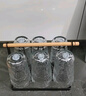 青蘋(píng)果 日式杯冰川紋玻璃杯子家用客廳杯具喝水杯子待客綠茶杯套裝 黑色杯架+透明高款x6/ 300ml 曬單實(shí)拍圖