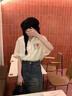 FSHE2025刺繡雪紡襯衫女春夏季設(shè)計(jì)感小眾寬松顯瘦短袖襯衣上衣潮 米白色 L 曬單實(shí)拍圖