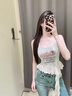 UR2025春季新款女裝時(shí)髦蕾絲字母修身吊帶背心UYV450035 白色印花 (尺碼偏小) L 曬單實(shí)拍圖
