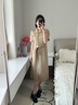 TOMMY HILFIGER【亞麻混紡】25春夏新款女氣質(zhì)海邊度假收腰顯瘦襯衫連衣裙 卡其色AEH XS 32 曬單實(shí)拍圖