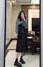 小野七天赫本風(fēng)連衣裙女2025春季法式復古設計感小眾氣質(zhì)拼接長(cháng)裙子 黑色連衣裙套裝 S 曬單實(shí)拍圖
