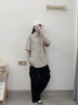 羅蒙（ROMON）襯衫男短袖夏季新款日系高街百搭潮流寬松男生夏天休閑工裝寸衫男 淺咖 M 【身高158-165重90-115斤】 曬單實(shí)拍圖