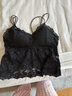 浪莎夏季蕾絲美背文胸一體吊帶背心式上衣少女外穿潮流大碼打底內衣 兩件裝[黑色+黑色] XL [建議110-130斤] 曬單實(shí)拍圖