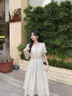 香影法式波點v領(lǐng)連衣裙女2025夏裝新款萊賽爾天絲泡泡袖高腰裙子 波點 S 155/80A/85-95斤 曬單實拍圖