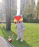 OAK FAMILY秋冬新品寶寶夾棉連體衣新生嬰幼兒連帽保暖全棉爬服嬰兒衣服 狗狗派對(duì) 80cm 曬單實(shí)拍圖