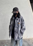 暢登小香風(fēng)扎染外套男士春秋款日系復(fù)古撞色夾克男士潮牌痞帥工裝外套 黑色 3XL 曬單實拍圖