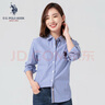 U.S. POLO ASSN.保羅襯衫女商務(wù)休閑職場(chǎng)百搭潮流條紋長(cháng)袖襯衫日常穿搭疊穿內搭 藍條 M 曬單實(shí)拍圖