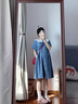 媽媽本色孕婦連衣裙夏2025新款寬松娃娃領(lǐng)減齡時(shí)尚洋氣薄款短袖襯衫中長(zhǎng)款 藍(lán)色連衣裙 L 曬單實(shí)拍圖