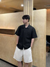 GXG男裝 多孔設計短袖襯衫通勤戶外透氣襯衣男上衣 2025夏季新品 黑色 2XL 曬單實拍圖