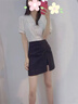 SNYDER WEAR毛呢設(shè)計(jì)感褶皺開叉半身裙女2025夏季新款高腰小個(gè)子短裙子女 黑色 【內(nèi)帶安全褲】 S 曬單實(shí)拍圖