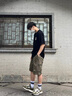 鵲笙工裝短褲男夏季薄款多口袋潮流簡約外穿時尚個性帥氣運動五分褲 綠色【主圖款】單件裝 XL 【建議120-135斤】 曬單實拍圖