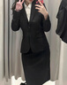 BILLIE GENE大學(xué)生秋冬西裝外套女職業(yè)正裝套裝修身黑西服面試答辯工作小個(gè)子 黑色外套 S （建議90斤以下） 曬單實(shí)拍圖