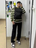 凌泊怪獸實(shí)驗(yàn)室柳葉彎刀牛仔褲男款胖子大碼腿粗屁股大直筒微喇叭褲子 黑色（升級(jí)款） 【高品質(zhì)】 4XL (190) 180至200斤可穿 曬單實(shí)拍圖
