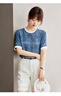衣典零一（LEDIALYI）2025夏季女裝新款高端休閑洋氣真絲短袖t恤女桑蠶絲襯衫半袖上衣 牛仔藍 M 曬單實(shí)拍圖