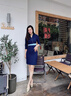 亞百鹿職業(yè)裝連衣裙女夏季時尚氣質(zhì)美容院售樓處酒店前臺接待工作服工裝 藏青色連衣裙 M 曬單實拍圖