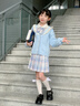 安妮優(yōu)兒女童JK套裝春秋2025秋裝新款學(xué)院風(fēng)韓版百褶裙毛衣開(kāi)衫三件套洋氣 藍色三件套（裙子+襯衣+開(kāi)衫） 120 曬單實(shí)拍圖