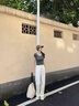 DALEY MODE白色高腰毛邊直筒牛仔褲女2025年新款寬松顯瘦闊腿拖地褲子百搭女 白色(長褲) 春秋 S 曬單實拍圖