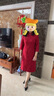 紫魅俏2025年春秋季婚禮媽媽裝連衣裙女喜婆婆婚宴禮服大碼蕾絲改良旗袍 紅色 M (建議100斤以下) 曬單實拍圖