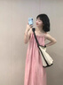 羽雅曼海邊沙灘裙掛脖純欲連衣裙女吊帶裙2025春夏度假風(fēng)小個(gè)子裙子長(zhǎng)裙 粉色無(wú)袖吊帶長(zhǎng)裙 L 曬單實(shí)拍圖