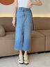 Calvin Klein Jeans春夏女士休閑通勤時(shí)尚ck斜角腰開衩毛邊牛仔半身裙J221043 1A4-牛仔藍(lán) 26 曬單實(shí)拍圖