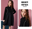 ASK JUNIOR兒童裙子女童公主裙秋季中大童高領(lǐng)宴會(huì)T恤連衣裙 黑色 170 曬單實(shí)拍圖