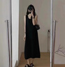 FSHE防曬襯衫吊帶連衣裙套裝女2025春夏新款寬松休閑白色襯衣兩件套潮 黑色連衣裙 S 建議100斤內(nèi) 曬單實(shí)拍圖