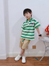 G.DUCKKIDS童裝男童套裝夏季兒童套裝短袖褲子中小童兩件套時(shí)尚條紋男孩衣服 綠色 120 建議5~6歲【110-120cm】 曬單實(shí)拍圖