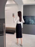 Khwfjas國際一線品牌灰色西裝A字半身裙女2025春季新款顯瘦百搭包臀裙 黑色 L (28) 推薦105-115斤 曬單實(shí)拍圖