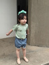 幼歌（YOUGE）夏新新款嬰幼兒透氣萊賽爾軟牛仔花苞兒童甜美百搭短褲 淺藍 90 cm 曬單實(shí)拍圖