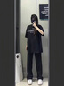 黑盒白美式高街休閑褲男夏季潮流簡約黑色垂感感直筒高腰微喇西褲 ORH-K54黑色 XL 曬單實拍圖