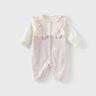 戴維貝拉新生兒春裝爬服嬰幼兒棉連體衣女寶假兩件哈衣 曬單實(shí)拍圖