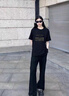 燦圖黑色重磅純棉短袖t恤女夏季高級感內(nèi)搭打底衫寬松休閑半袖上衣服 黑色 L 【建議100-120斤】 曬單實拍圖