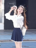 FSHE2025新款早春新款學(xué)院風(fēng)喇叭袖襯衫連衣裙女夏季韓系花邊套裝裙女 襯衣+短裙【套裝】 S 40/45kg 曬單實(shí)拍圖