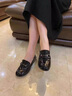 奢馳路易（SECHILOUIS）品牌低跟漆皮單鞋女2025新款軟皮軟底真皮女鞋樂福鞋一腳蹬小皮鞋 卡其色 34 曬單實(shí)拍圖