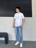 卡賓（CABBEEN）【燙鉆印花】涼感高級短袖T恤男裝2025夏季新款圓領(lǐng)上衣男 米白色12（舒適版型） L /175/50 曬單實拍圖