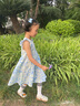 史努比（SNOOPY）童裝女童連衣裙兒童裙子女孩寶寶飛袖中長裙夏季 花卉小飛袖藍(lán)色 曬單實(shí)拍圖