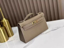 頭層牛皮2025新款一代凱莉包mini真皮愛(ài)馬家女士包迷你單肩手提包 大象灰【金扣】 曬單實(shí)拍圖