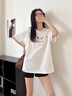 燦圖 重工刺繡短袖t恤女夏季設計感純棉正肩半截袖小個(gè)子顯瘦內搭上衣 白色 M 曬單實(shí)拍圖