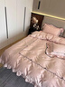 圣羅萊富安白娜四件套純棉100全棉床單被套家用床上用品 艾米莉-櫻花粉 床單款 1.8m四件套/被套200x230 曬單實(shí)拍圖
