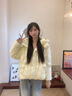 香影鵝黃色羽絨服女短款2024冬裝新款面包服小個(gè)子連帽白鴨絨外套 黃色 M 曬單實(shí)拍圖