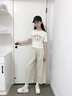優(yōu)優(yōu)1點(diǎn)（Yoyo one）女童夏季套裝2025新款洋氣時髦大童夏裝韓版兒童山本褲短袖兩件套 18485卡其色+9937米白色 160 160cm 曬單實(shí)拍圖