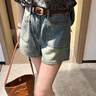 婍妡復古a字闊腿牛仔短褲女夏季2025年新款顯瘦寬松高腰熱褲子潮夏天 淺藍色 【高品質(zhì)】 S (建議80-95斤) 曬單實(shí)拍圖