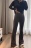 小野七天微喇塑形鯊魚褲女外穿薄款休閑微喇褲運動休閑瑜伽女士高腰顯瘦 淺灰色高腰提臀 M 曬單實拍圖
